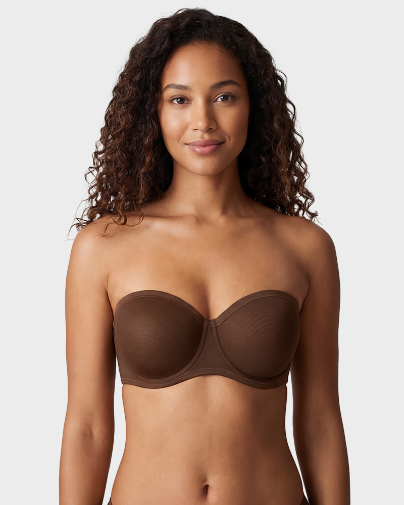 Strapless Mesh Underwire Balconette Bra