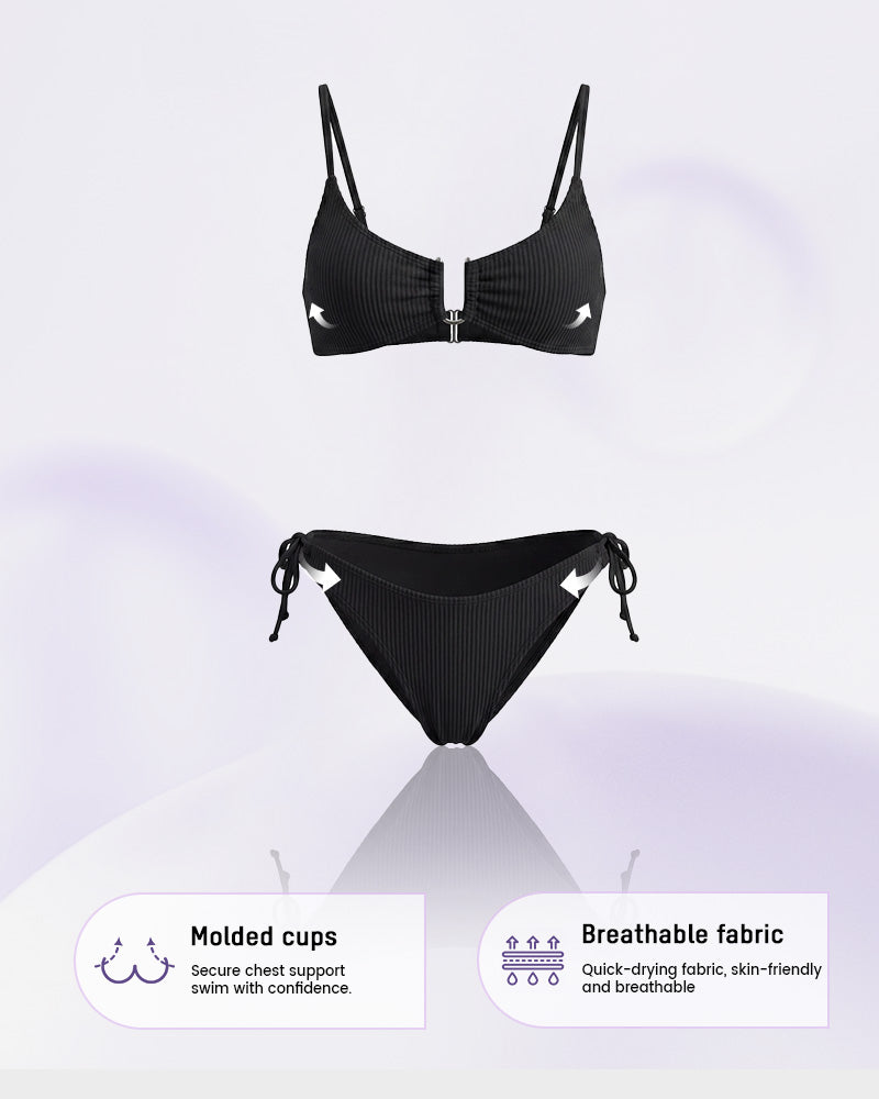 Textured U-Wire Bikini Set