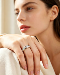 Titanium Steel Cubic Zirconia Spinner Ring