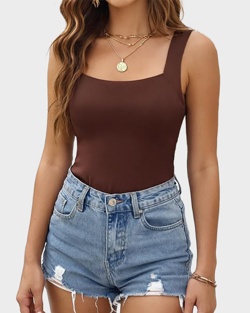 U-Neck Built-In Bra Shaping Tank Top