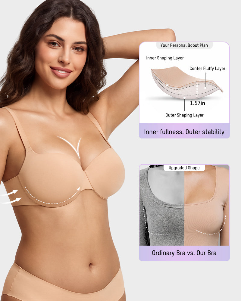 Underwire Push-Up Balconette Bra With Removable Straps