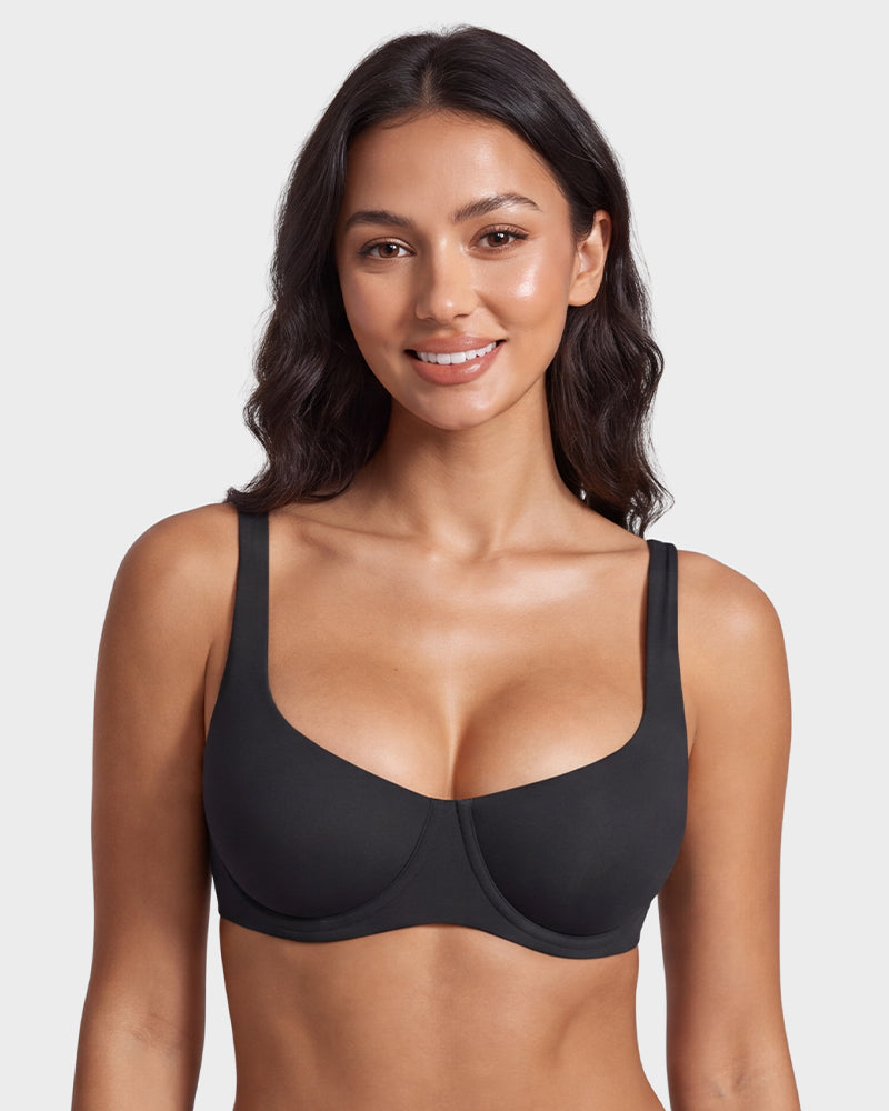 Underwire Support Seamless Unlined Balconette Bra
