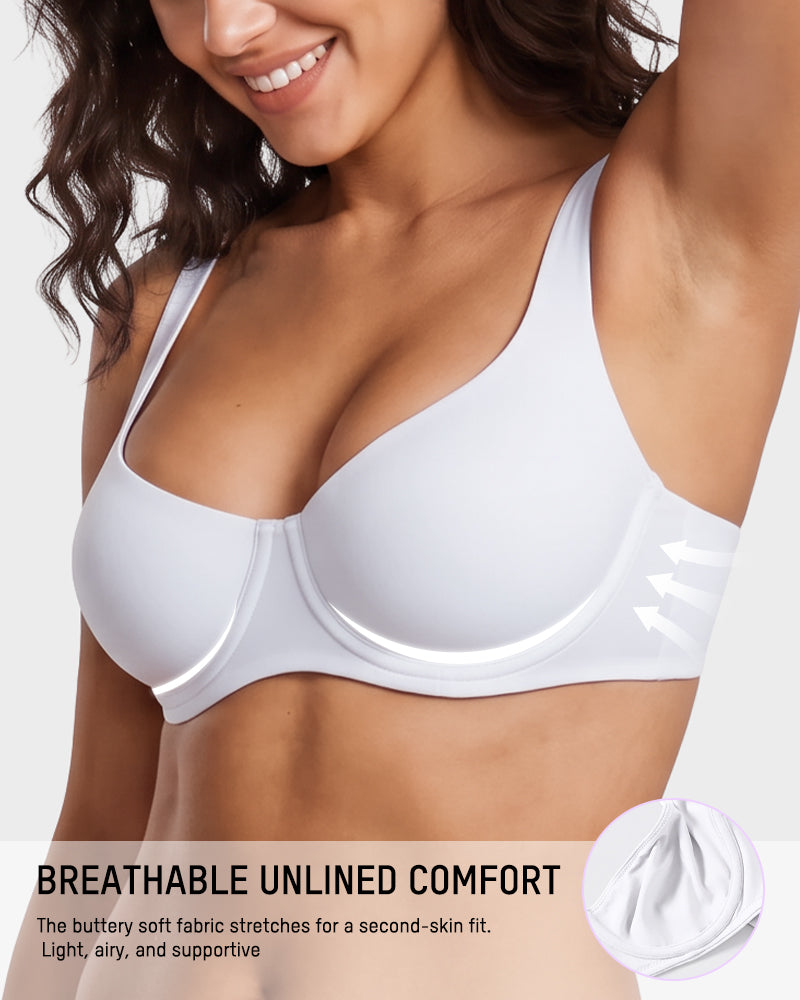 Underwire Support Seamless Unlined Balconette Bra