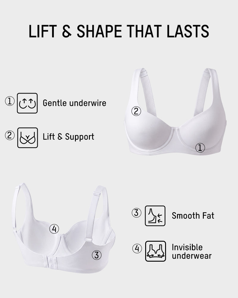 Underwire Support Seamless Unlined Balconette Bra