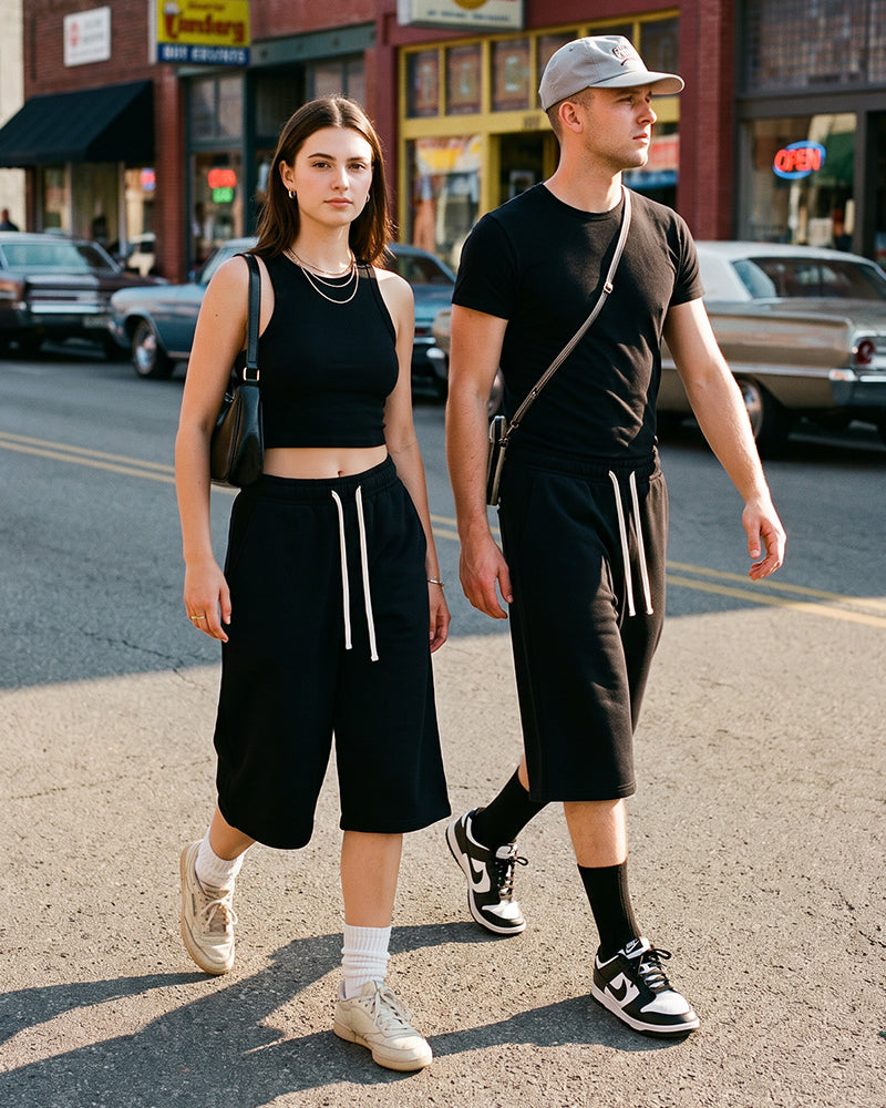 Unisex Drawstring Athletic Sweat Shorts