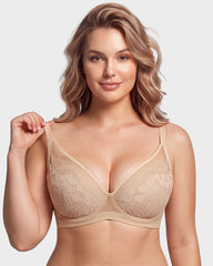 Unlined Lace Underwire Minimizer Bra