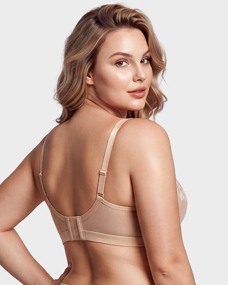 Unlined Lace Underwire Minimizer Bra