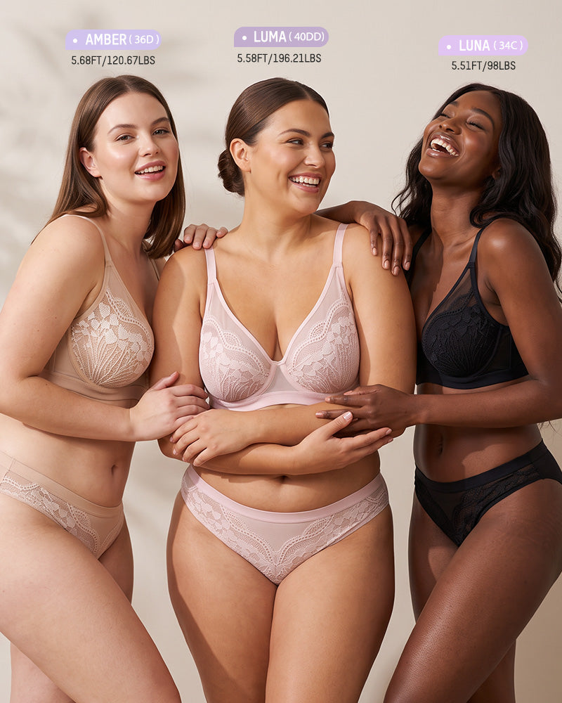 Unlined Lace Underwire Minimizer Bra