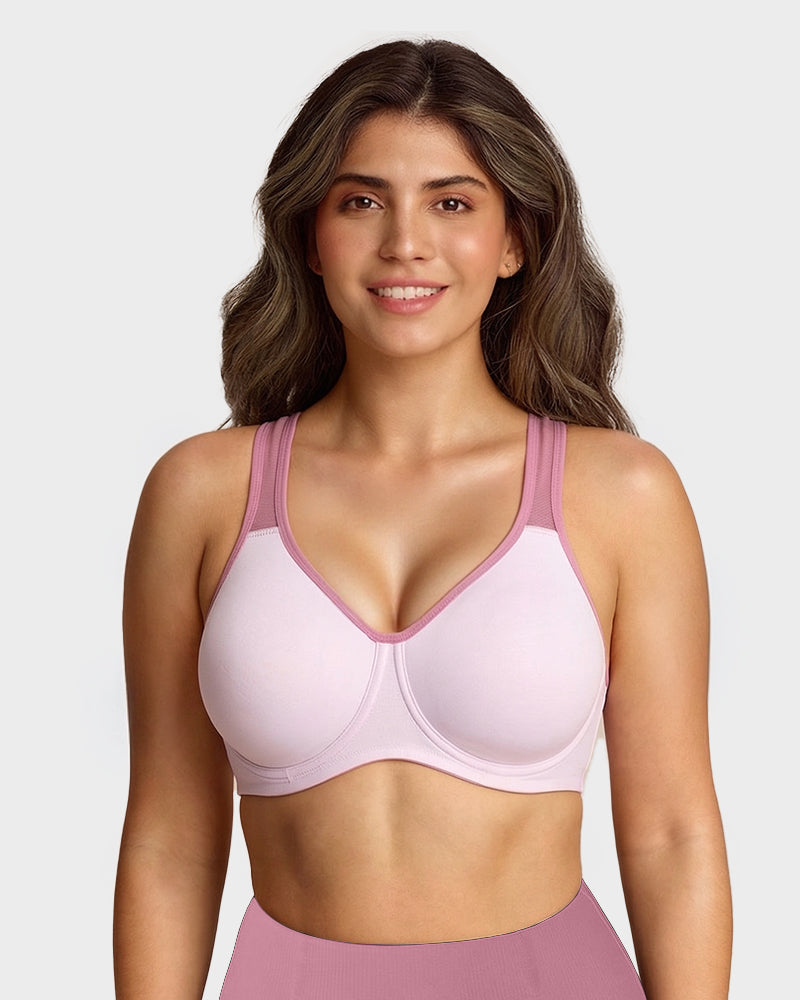 Unlined External Underwire Full Coverage Sports Bra