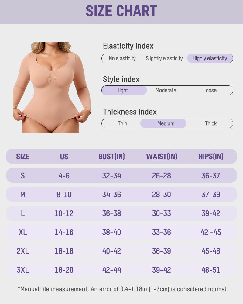 V-Neck Long-Sleeve Seamless Shaping Bodysuit