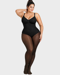 V-Neck Shaping Bodysuit with Fleece-Lined Tights