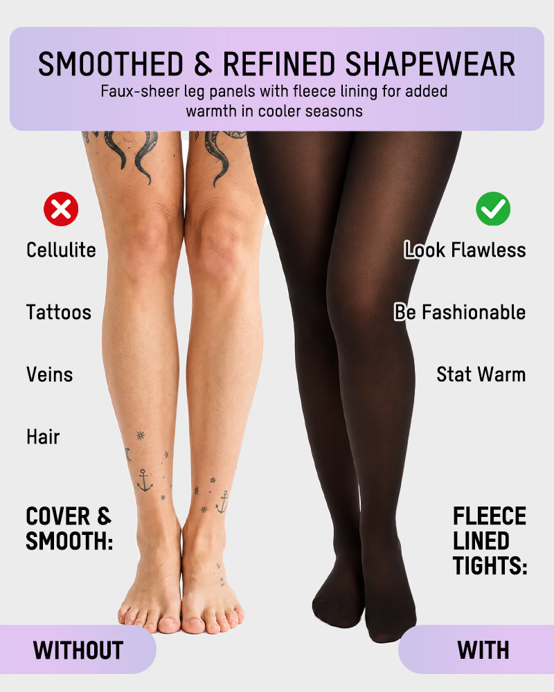V-Neck Shaping Bodysuit with Fleece-Lined Tights