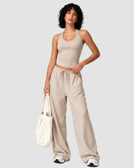 V-Neck Strappy-Back Top & Wide-Leg Pants Set