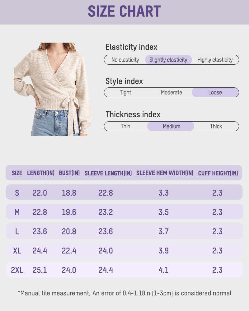 V-Neck Wrap Tie-Waist Knit Top