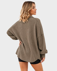 Waffle Knit Button-Down Shacket