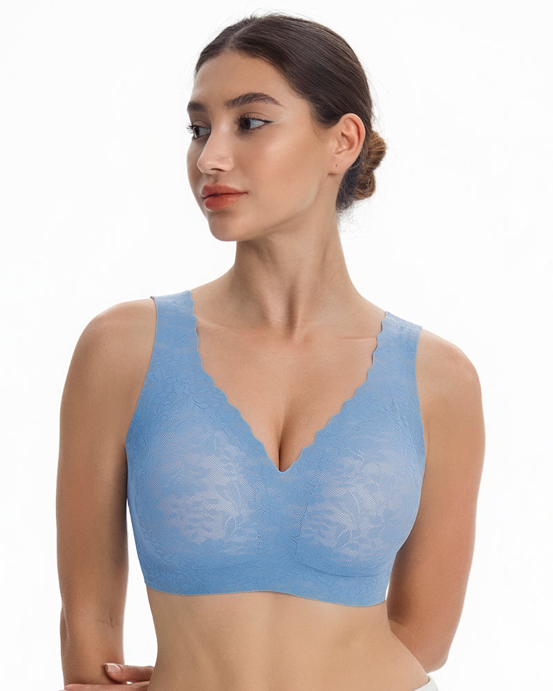 Wireless Lace Cami Bra with Built-In Cups & Seamless Minimizer Fit