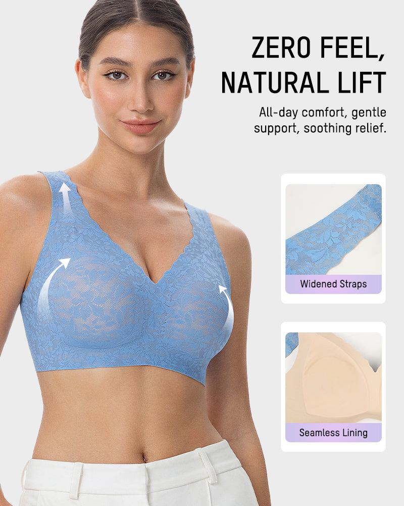 Wireless Lace Cami Bra with Built-In Cups & Seamless Minimizer Fit