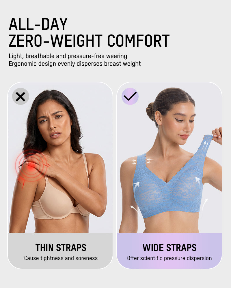 Wireless Lace Cami Bra with Built-In Cups & Seamless Minimizer Fit