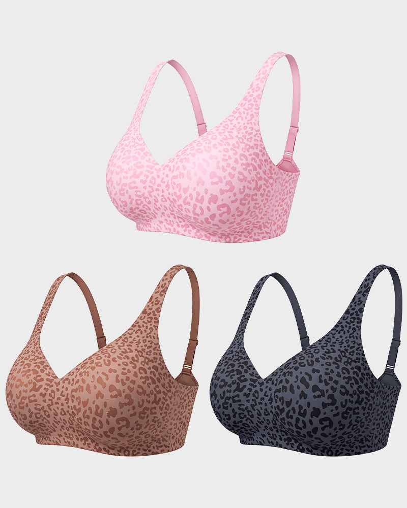 Wireless Leopard V-Neck Contour Bra Multipack
