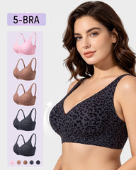 Wireless Leopard V-Neck Contour Bra Multipack