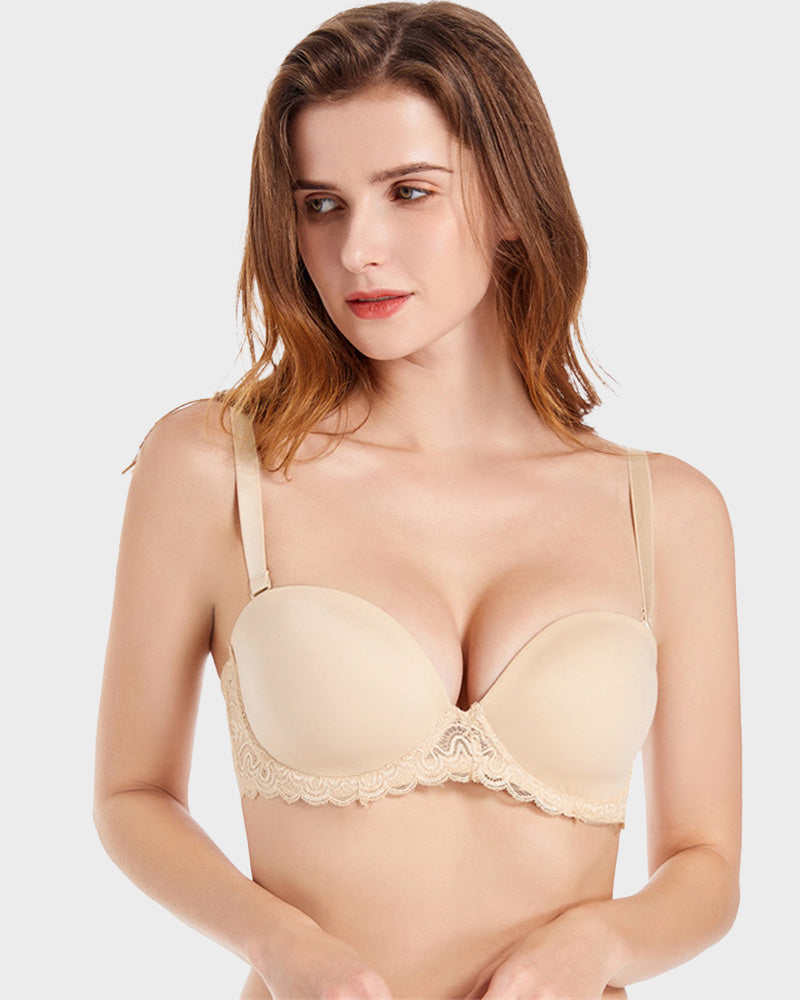 Women's comfortable strapless bra clear straps