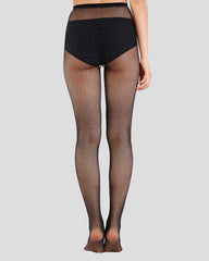 Glittering Metallic Fishnet Tights