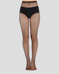 Glittering Metallic Fishnet Tights