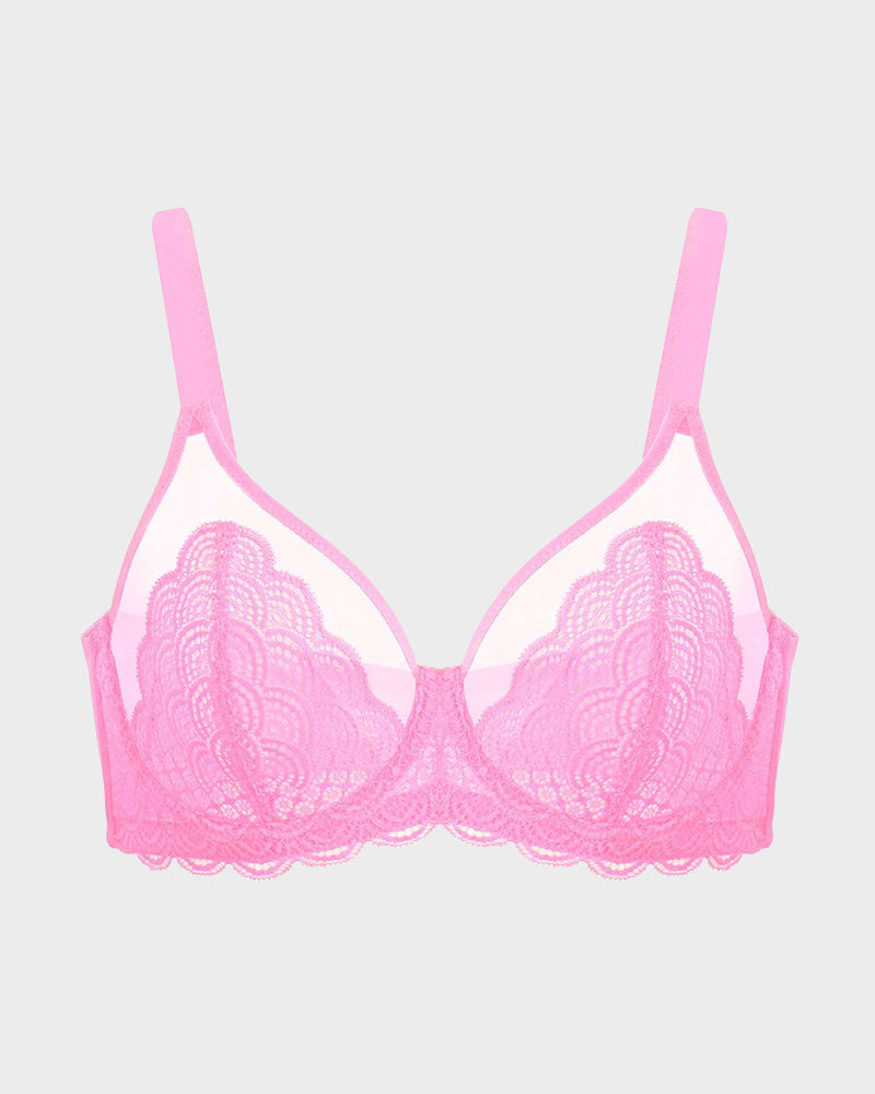 SheCurve® Full Coverage Lace Pink Minimizer Bra