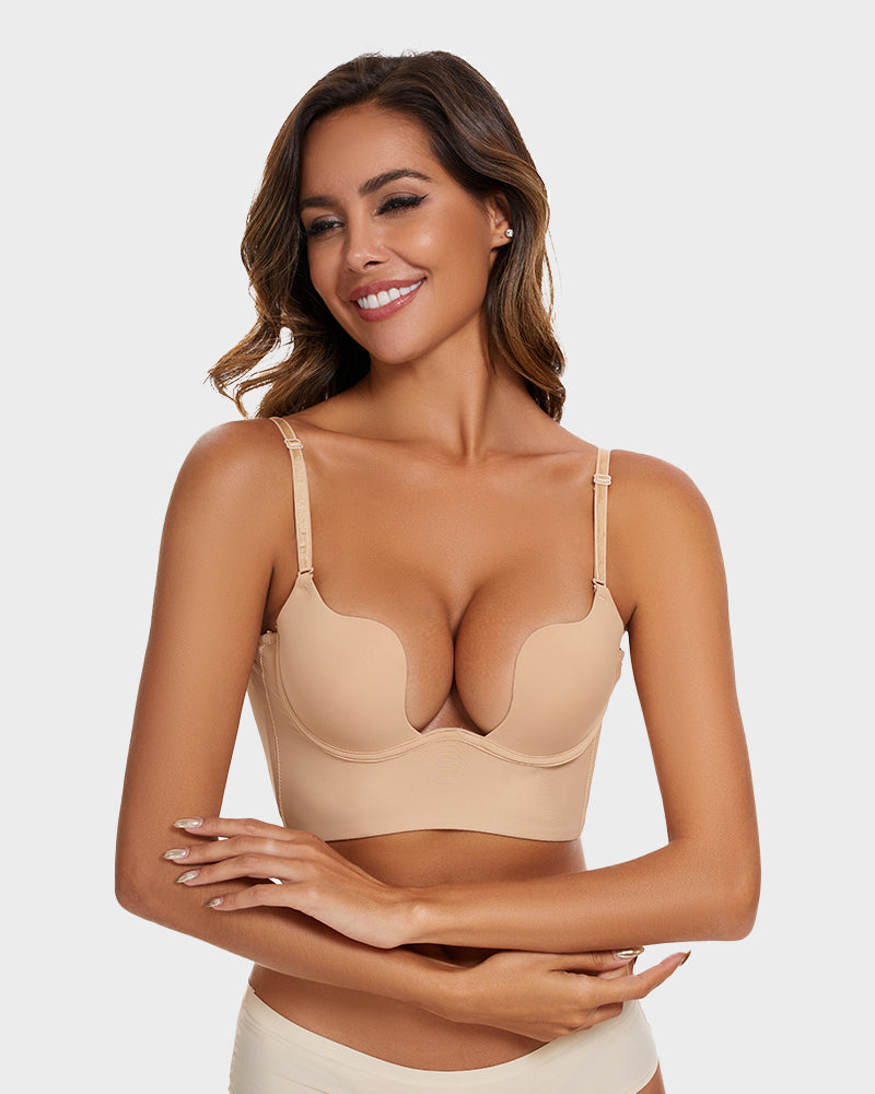 SheCurve® Low Back Secret Plunge Bra - Black+Beige (2 Pack)