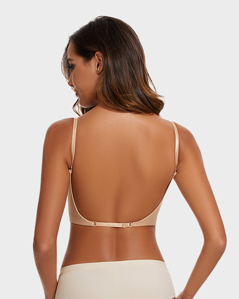 SheCurve® Low Back Secret Plunge Bra - Black+Beige (2 Pack)