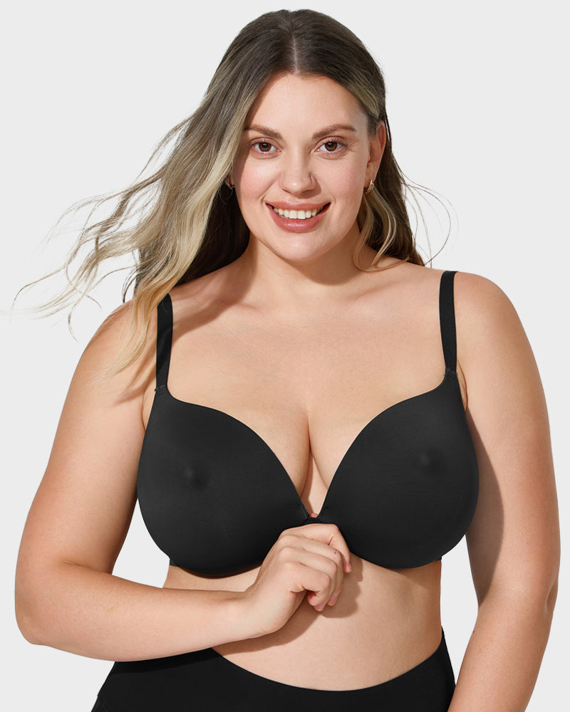 Nipple Detail Push-Up Bra - Coffee