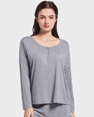 Modal Cotton Relaxed Fit Long Sleeve Henley Shirt