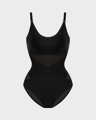 Seamless Criss-Cross Mesh Panel Sculpting Bodysuit