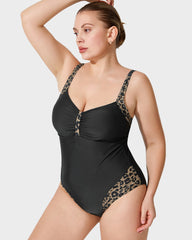 Chic Leopard Accent One-Piece Swimsuit