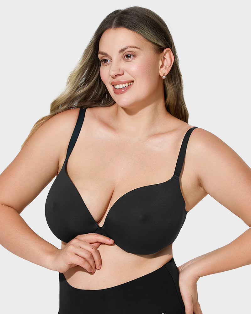 Nipple Detail Push-Up Bra - Coffee