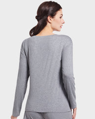 Modal Ribbed Cotton Crew Neck Long Sleeve Top