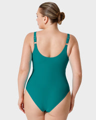 Deep V Cross Over Ruched One-Piece Swimsuit