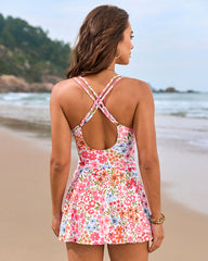 Knot Hem Ruched One-Piece Swim Dress