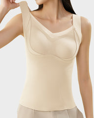 Built-In Bra Push Up Thickened Thermal Tank Top