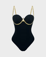 Gold-Trimmed Underwire Molded Cup One-Piece Swimsuit