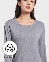 Modal Ribbed Cotton Crew Neck Long Sleeve Top