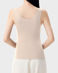 Knit Ribbed Built-In Bra Thickened Thermal Tank Top