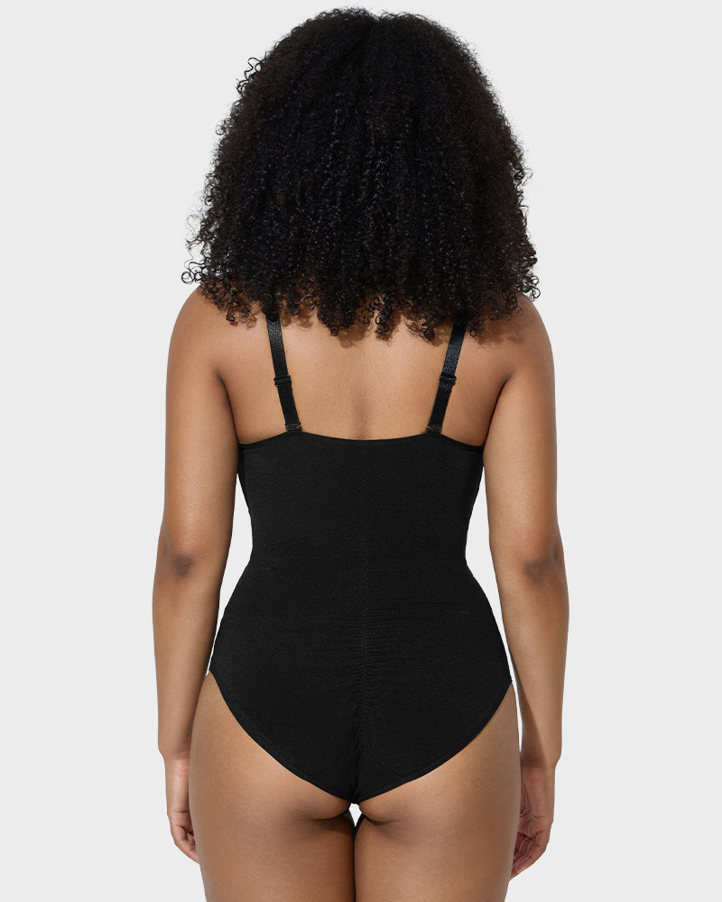 Criss-Cross Mesh Panel Sculpting Bodysuit