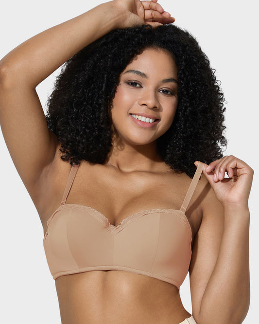 Lace Trim Molded Cup Underwire Bra with Removable Straps