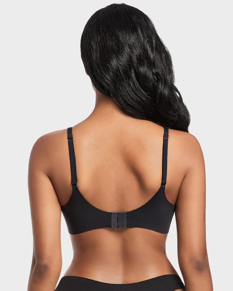 Nipple Detail Push-Up Bra - Coffee