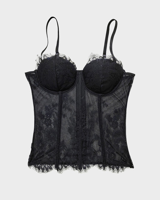 Sexy Sheer Lace Mesh Bralette Boning Cami Top