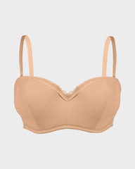 Lace Trim Molded Cup Underwire Bra with Removable Straps