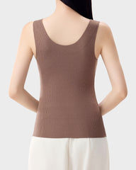 Knit Ribbed Built-In Bra Thickened Thermal Tank Top