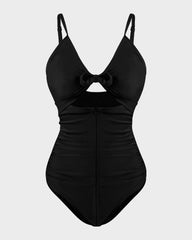 Front Tie Built-In Shapewear Sculpting Swimsuit