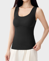 Knit Ribbed Built-In Bra Thickened Thermal Tank Top